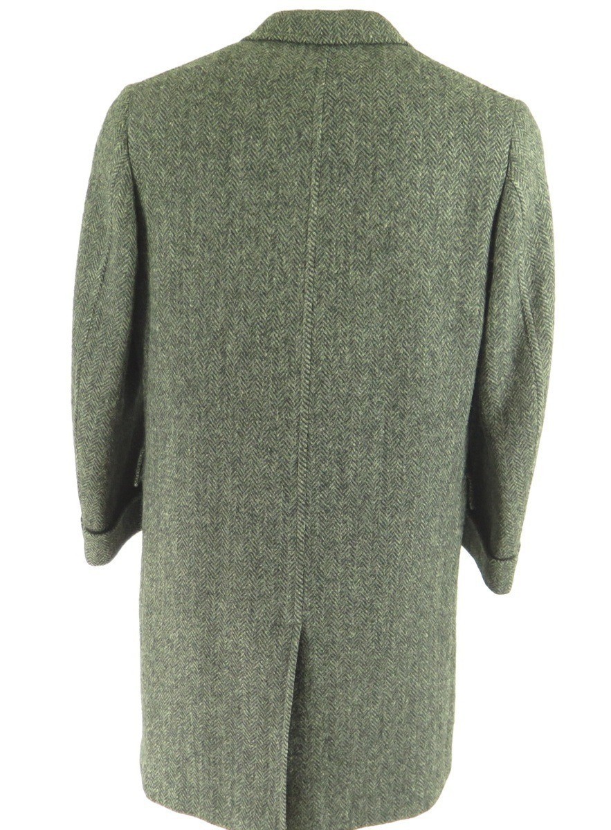 Vintage 50s Herringbone Wool Overcoat Coat 40 Regular Medium Union Made ...