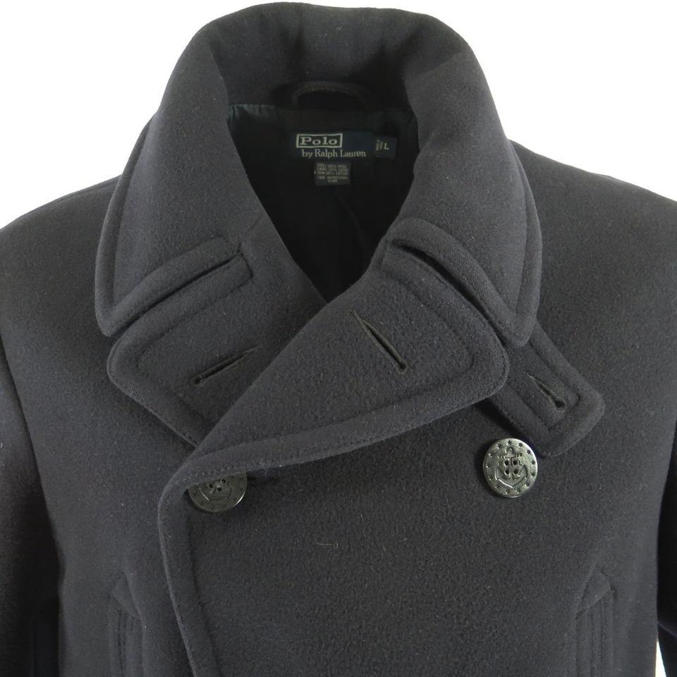 Staat versus overdracht Polo Ralph Lauren Wool Pea Coat Men L Navy Soft Vintage Style Anchor Button  | The Clothing Vault