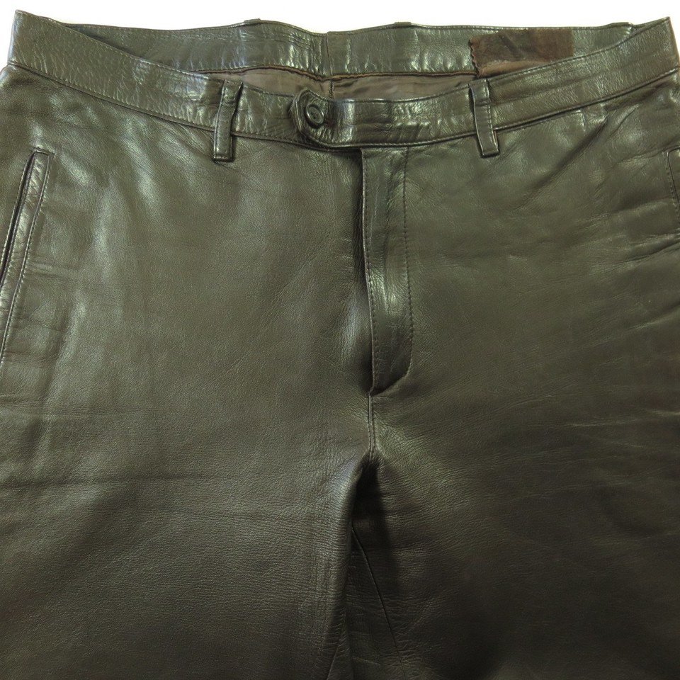 Prada Milano Brown Leather Pants 32x33 Fully Lined | The Clothing Vault