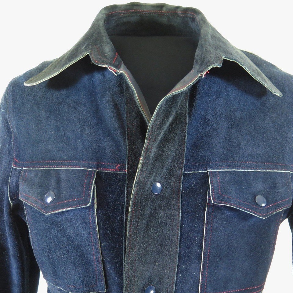 Vintage 60s Blue Reversible Suede Leather Coat Jacket Mens M | The ...