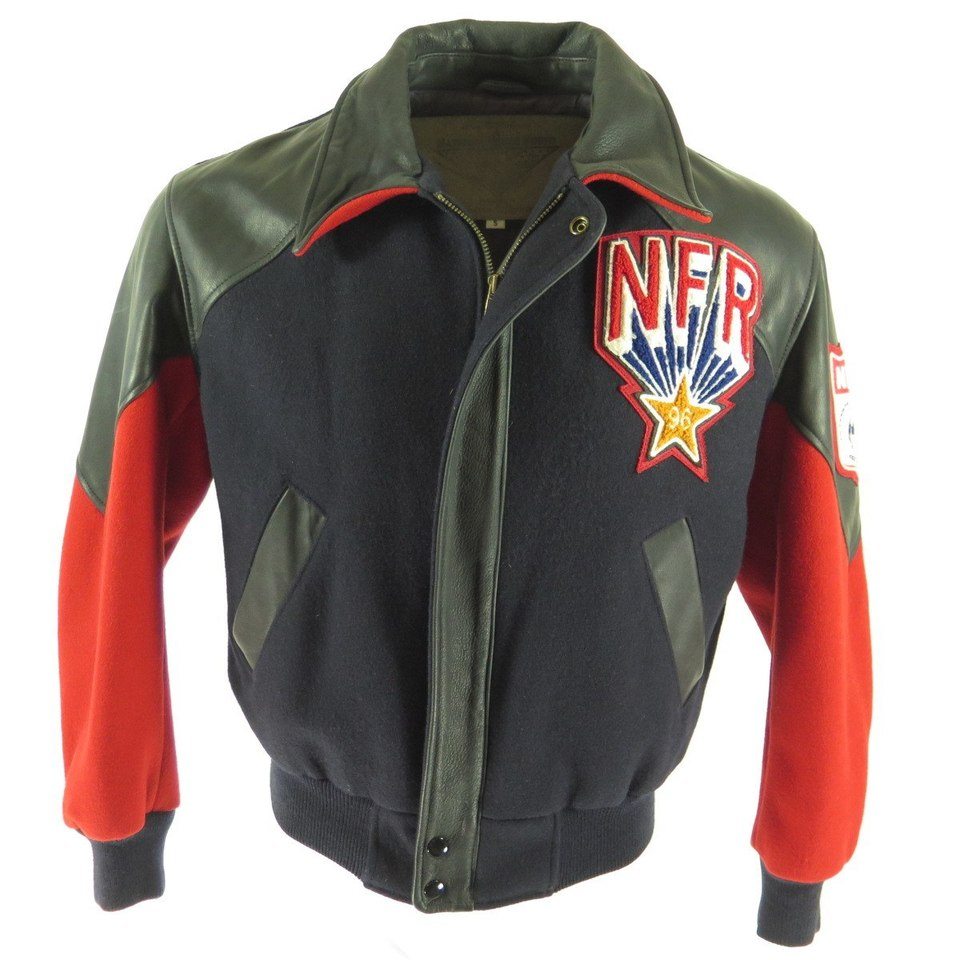 Vintage 1996 NFR Finals Rodeo Jacket Mens S Las Vegas Cowboy Leather ...