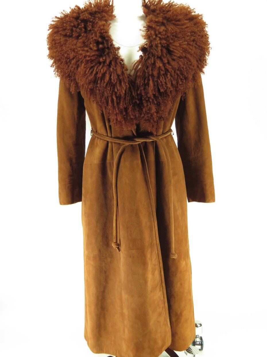 Vintage Sawyer of Napa Shearling Fur Coat Womens 12 Sheepskin Western D ...