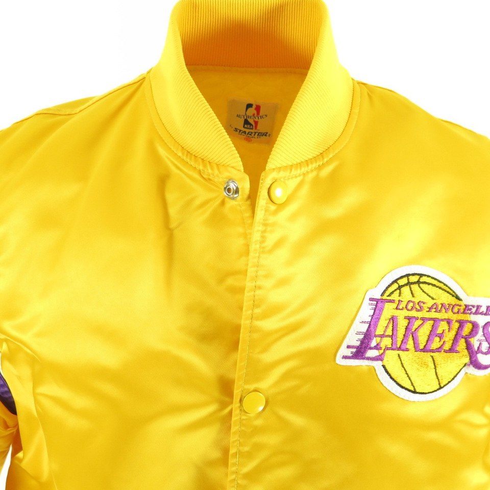 Los Angeles Lakers Vintage 80s Starter Satin Bomber Jacket - Yellow NBA  Basketball Coat - Made in USA - Size Men's Large - Free Shipping