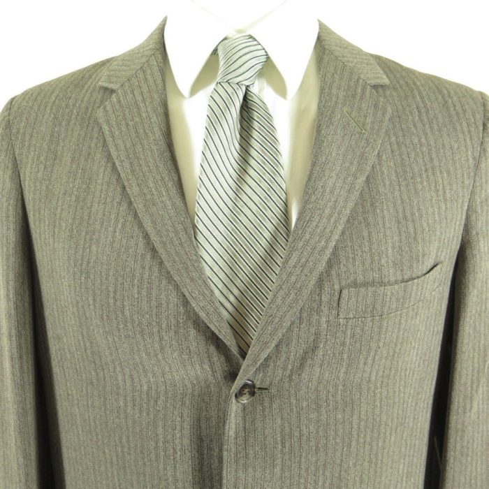 Vintage 50s Gabardine Gray Stripe 2 Piece Suit Jacket Mens 40