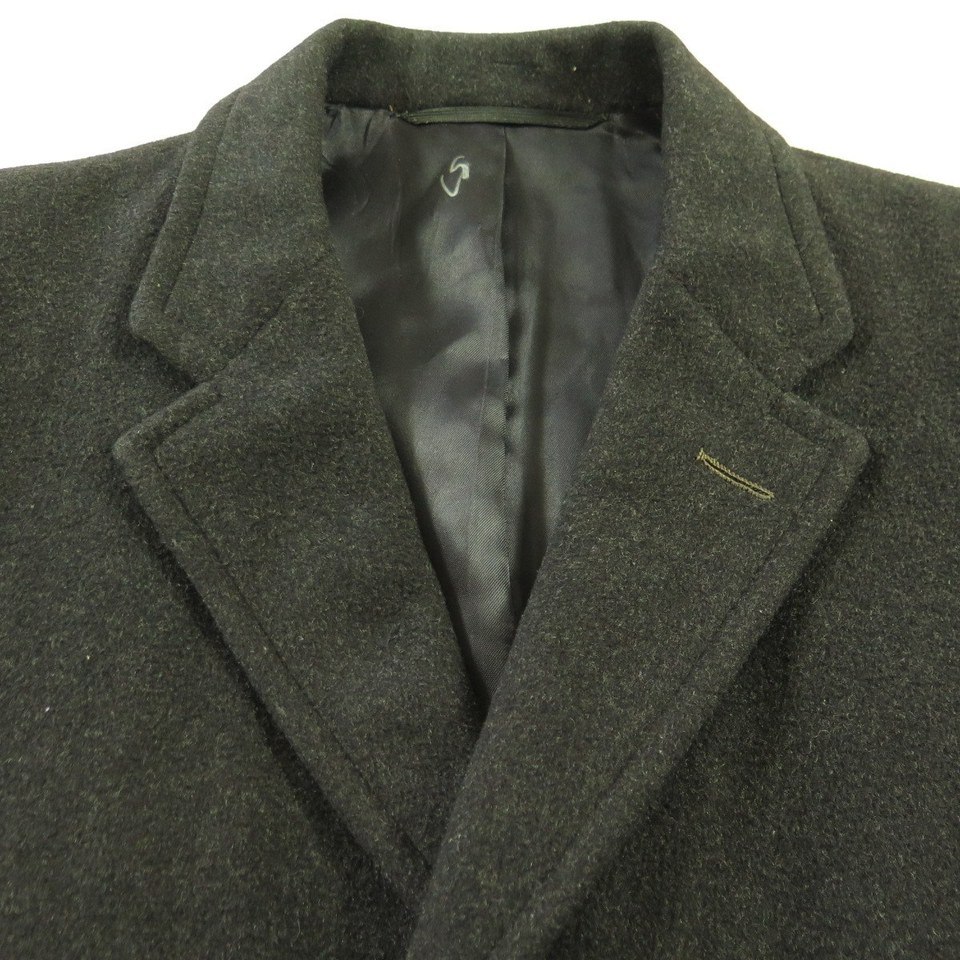 Vintage 50s Fine Cashmere Overcoat Coat Mens 38 Union Made Charcoal ...