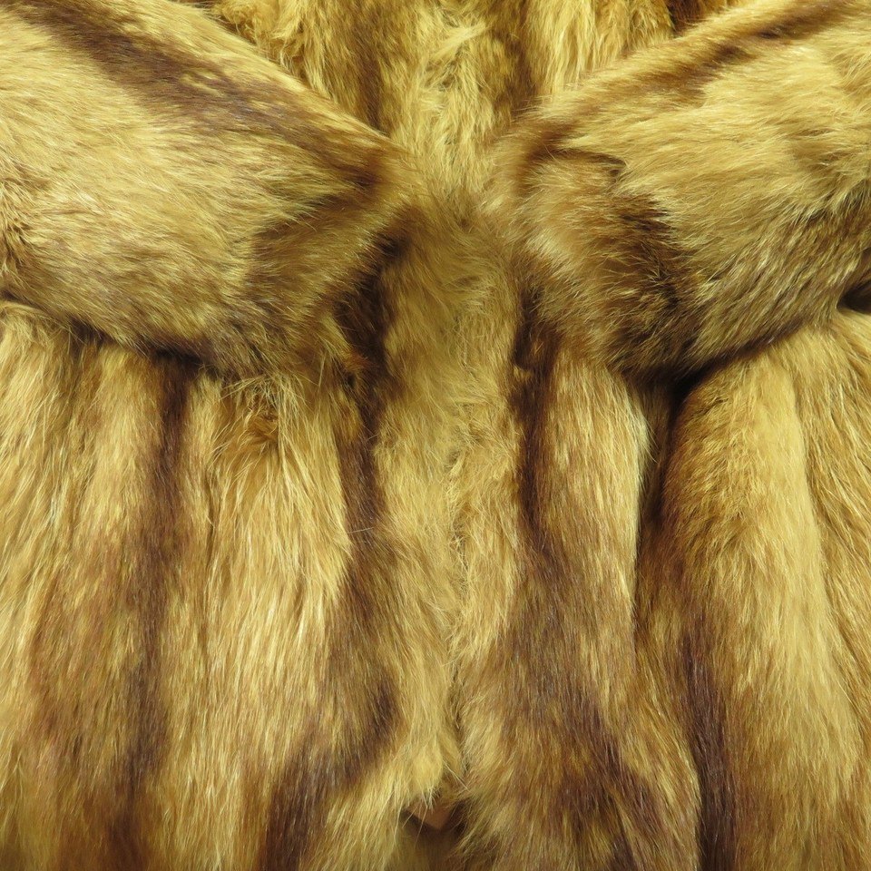 Vintage Real Fox Fur Jacket Womens Large Striped Pelt | The Clothing Vault