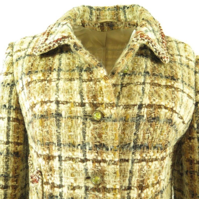 Vintage 60s Nubby Fleck Overcoat Coat Womens Medium Wool Plaid Long ...