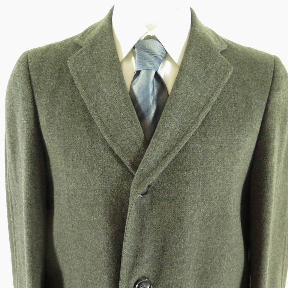 Vintage 50s Wool Plaid Stripe Overcoat Coat Men 40 Union Made Robert ...