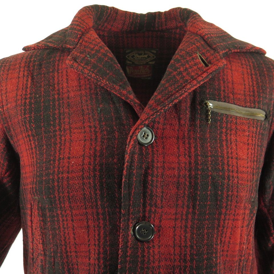 Vintage 30s Hunting Coat Wool Jacket Mens M Drybak Plaid Mackinaw | The ...