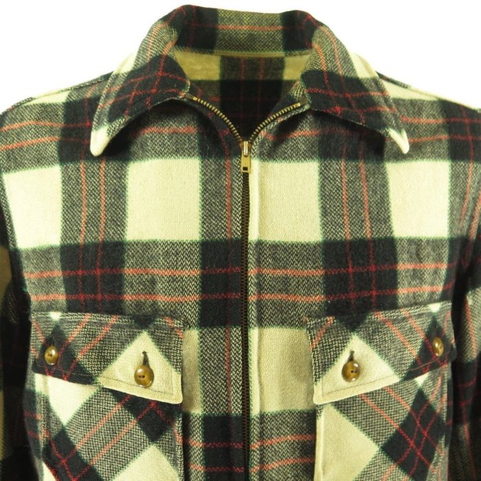 Vintage 50s Wool Shirt Jacket Large Bakelite Talon Zip Plaid | The ...