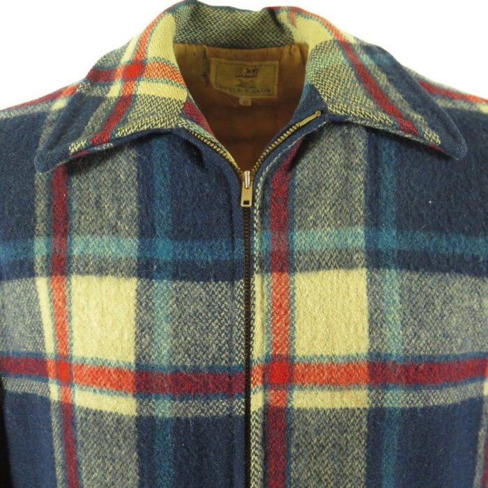 Vintage 50s Rockabilly Coat Jacket 40 Wool USA Made Plaid Bond