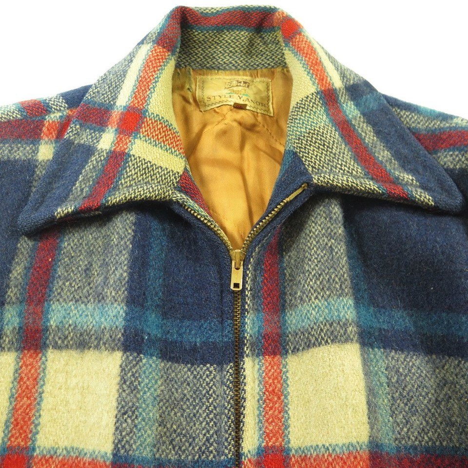 Vintage 50s Rockabilly Coat Jacket 40 Wool USA Made Plaid Bond 