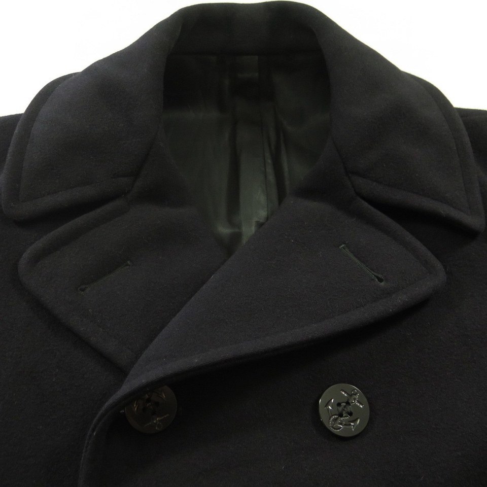 Vintage 60s US Navy Wool Peacoat 36 Stenciled Chevron Eagle Patch fit ...