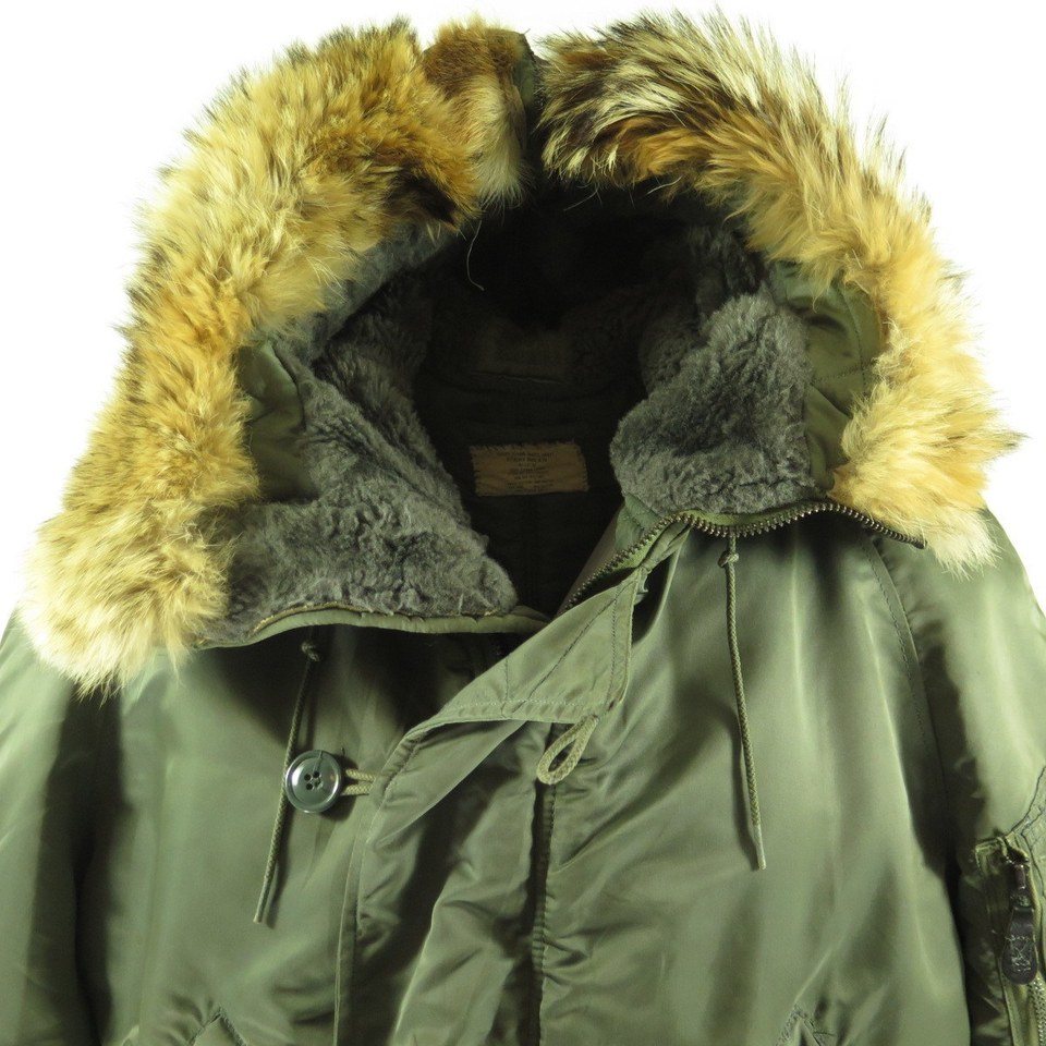 Vintage 70s N-2B Flying Parka Mens XL Vietnam Fox Fur US Military ...