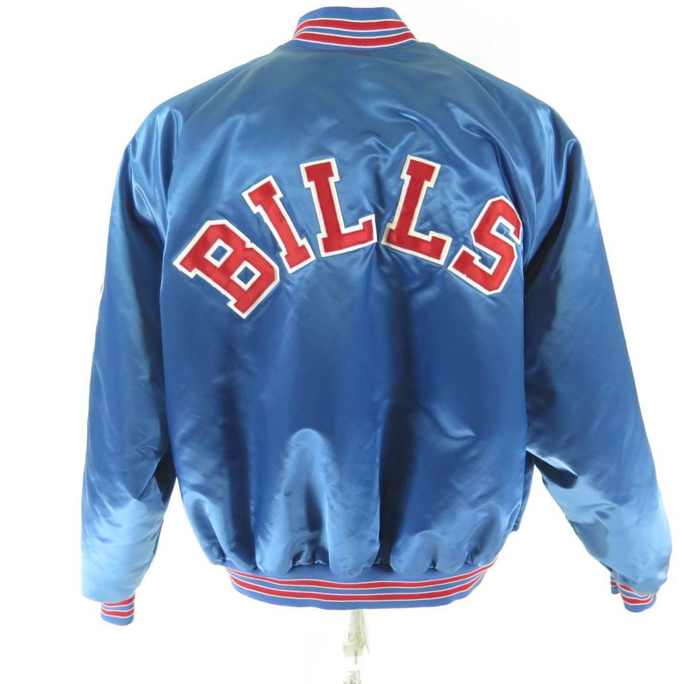 90s Buffalo BILLS Jacket -- Satin Bomber Jacket 1980s Football Jacket NFL  Blue American Football Coach 1980s New York Vintage Snap Up Large