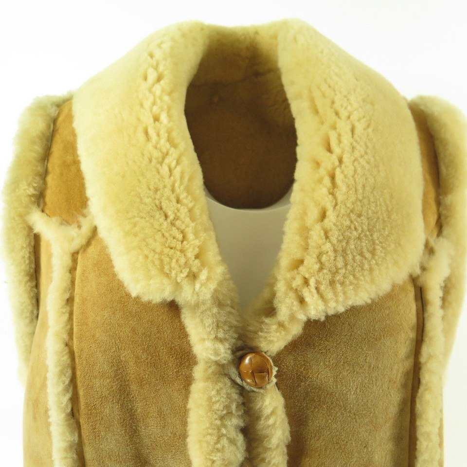 Vintage 80s Pitic Shearling Vest Womens 12 Sheepskin Southwestern ...