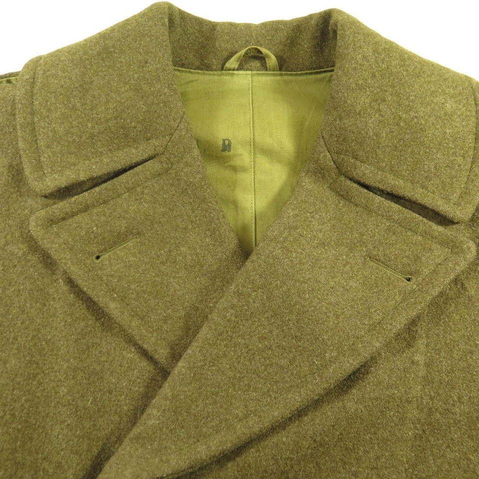 Vintage 40s WWII Military Overcoat Coat Mens 38 Deadstock Melton Wool ...