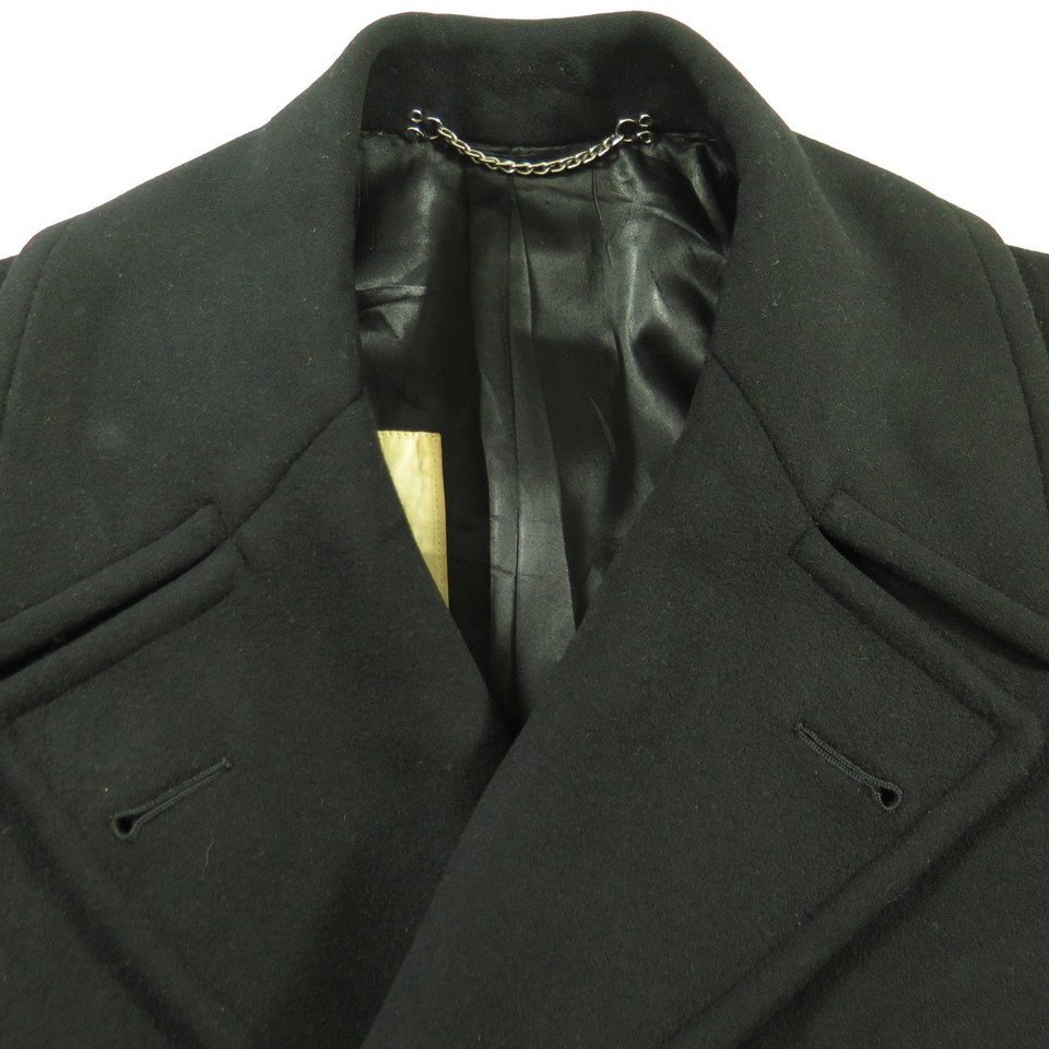 Vintage 70s USA Navy Black Wool Bridge Coat Overcoat Mens 38 | The ...