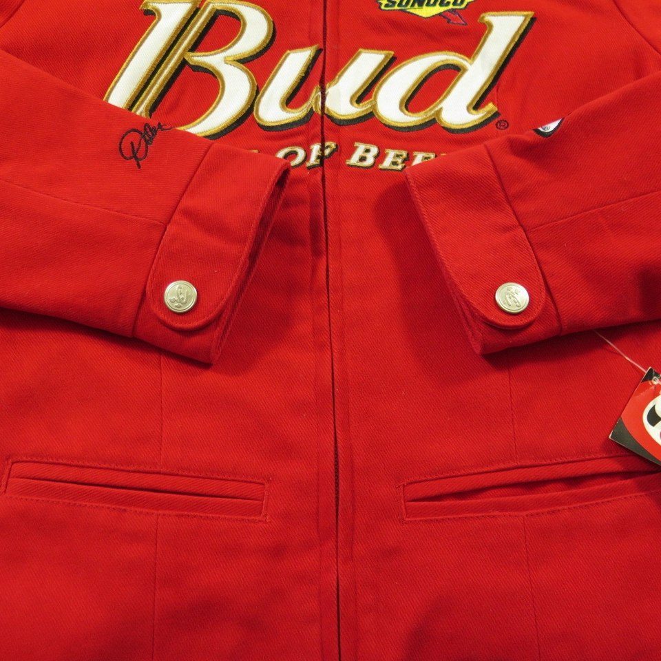 Red Racer Badge Peached Cotton Bomber Jacket