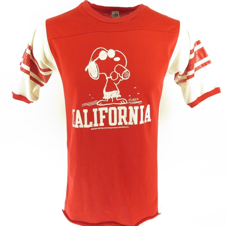 Vintage 70s Snoopy California Artex T-shirt Mens XL Jersey USA Made