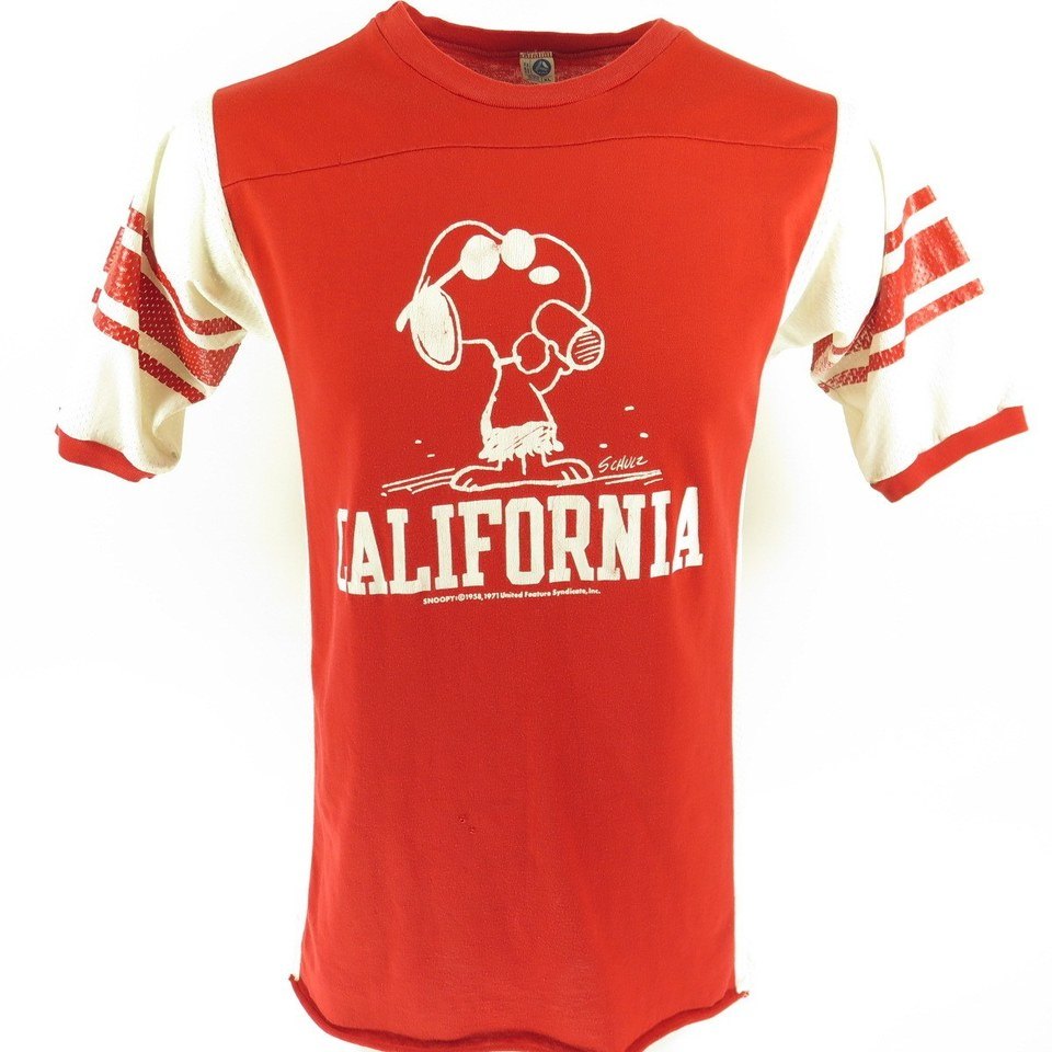 Vintage 70s Snoopy California Artex T-shirt Mens XL Jersey USA