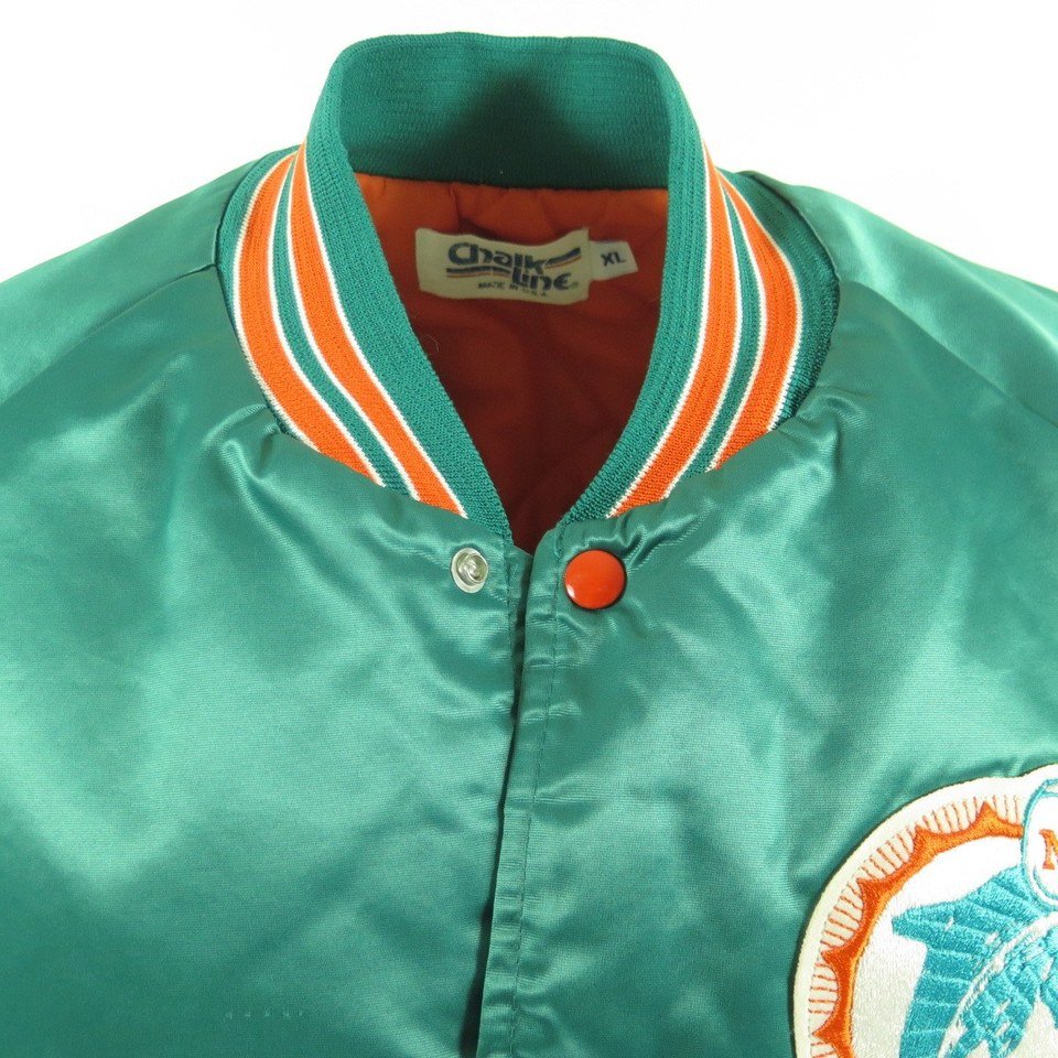 Vintage 80s Miami Dolphins Chalk Line Jacket Mens XL Shinny Satin NFL  Football | The Clothing Vault