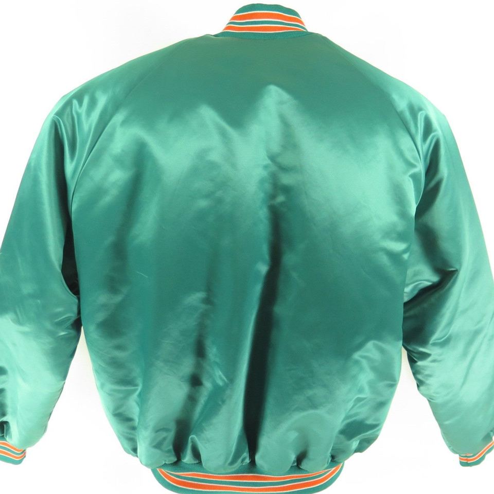 Miami Dolphins Vintage 80s Chalk Line Satin Bomber Jacket -   Denmark