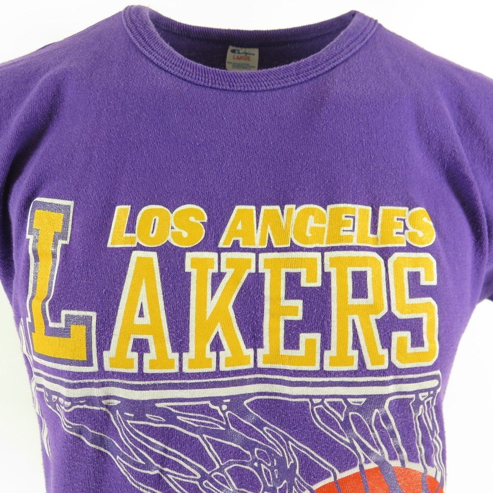 80's Los Angeles Lakers Champion Brand NBA T Shirt Size L/XL – Rare VNTG