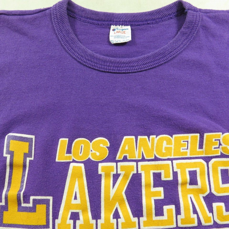 Vintage 80s Los Angeles LA Lakers T-shirt L Champion NBA Basketball ...