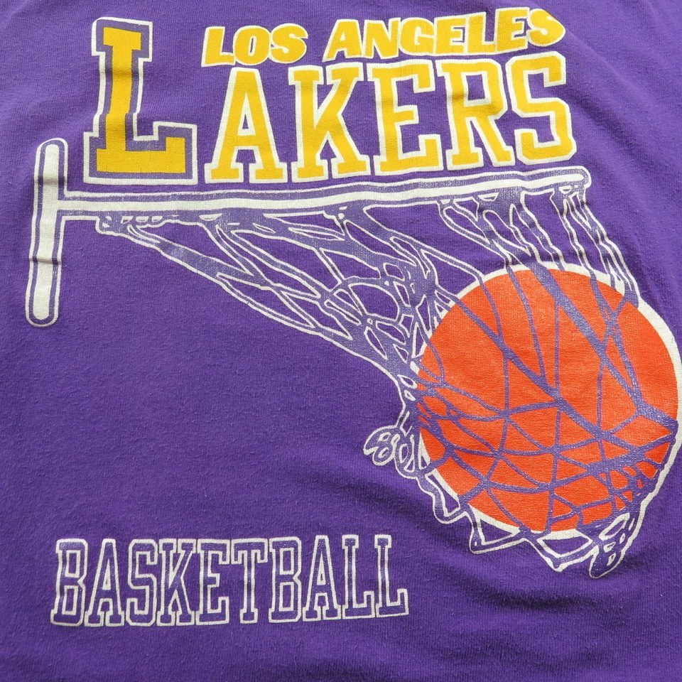 Vintage 80s Los Angeles LA Lakers NBA Rare T Shirt Size Large Purple