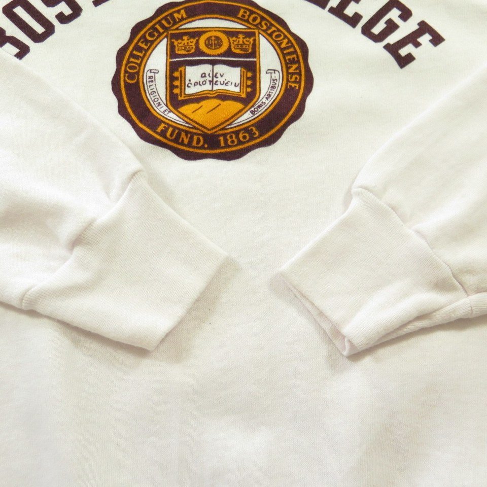 Vintage 80s Boston College Champion Sweatshirt Large Deadstock White ...
