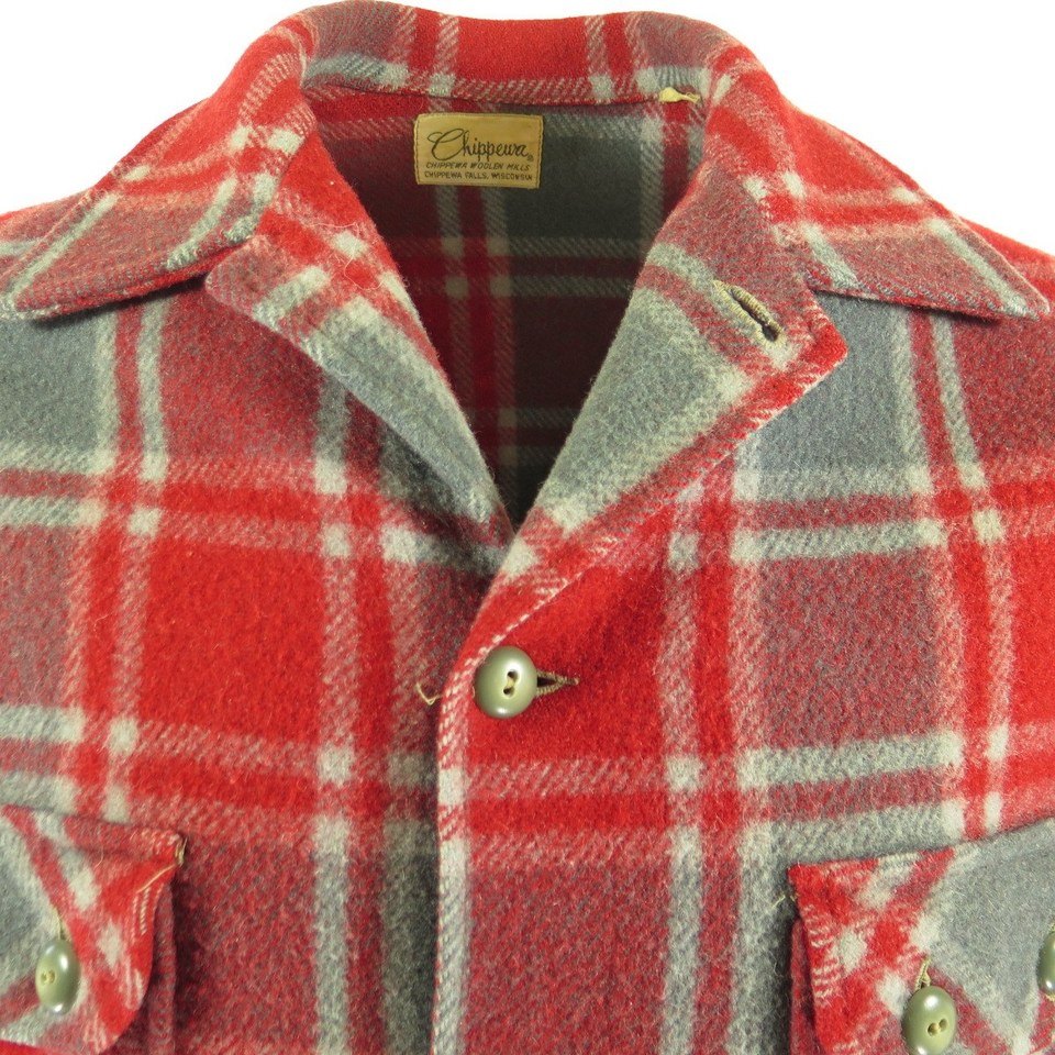 Vintage 50s Chippewa USA Plaid Wool Western Jacket Mens L | The Clothing  Vault