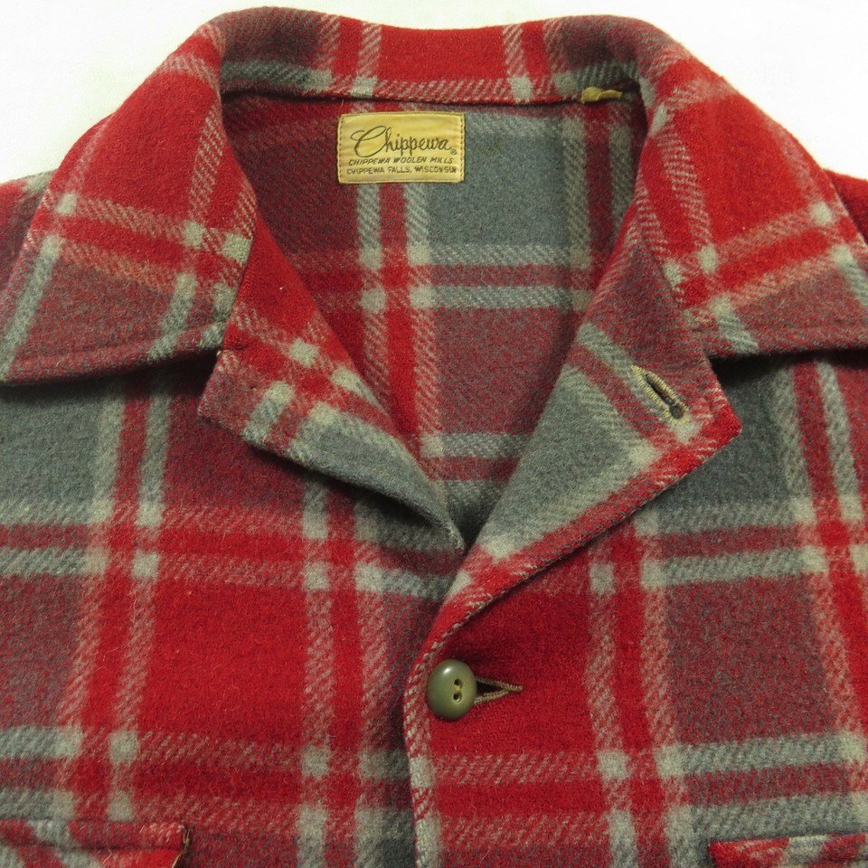 Vintage 50s Chippewa USA Plaid Wool Western Jacket Mens L | The Clothing  Vault