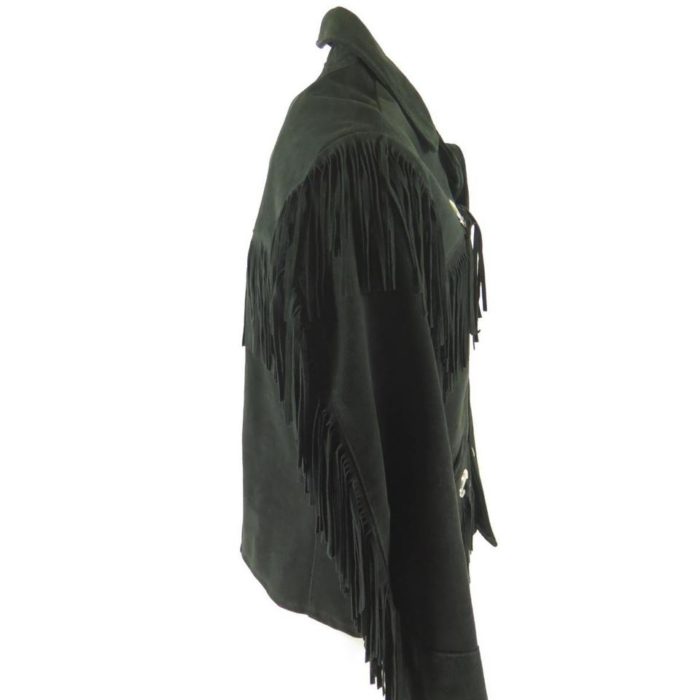 Excelled-suede-black-leather-western-fringe-jacket-H41O-4