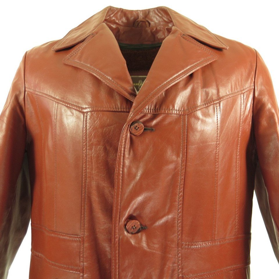 Vintage 70s Fight Club Leather Jacket 40 Brown Sears USA