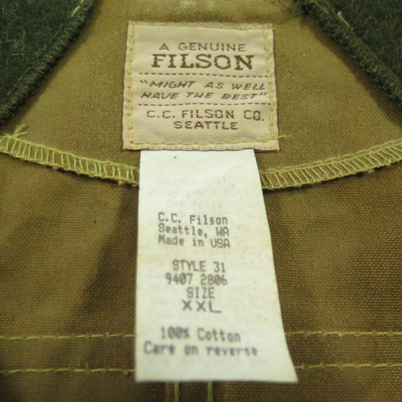 Vintage 80s CC Filson Water Repellent Cotton Tin Hunting Vest 2XL | The ...