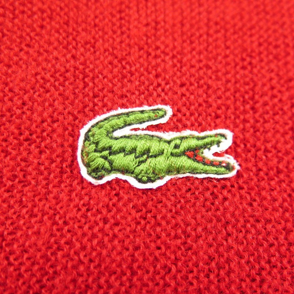 Vintage 70s Izod Lacoste Cardigan Sweater Mens L Red Alligator Patch ...