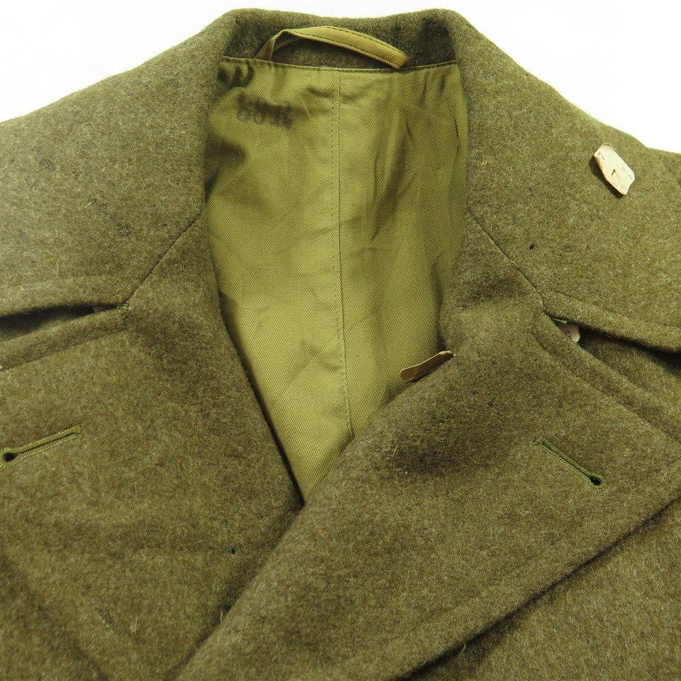 Vintage 40s WWII US Army Overcoat Trench Coat 38 fits Med Deadstock ...