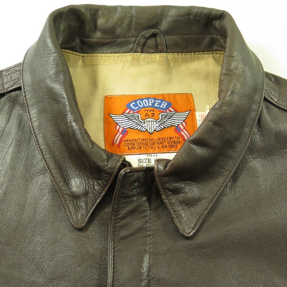 Vintage 90s Cooper A-2 Goatskin Leather Jacket Mens 52 NRA