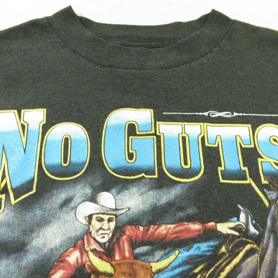 Vintage 80s 3D Emblem Western T-shirt Mens M No Guts No Glory 50