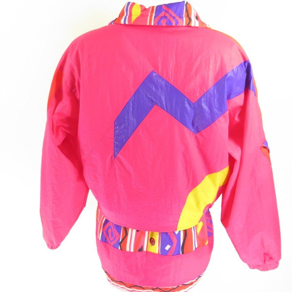 Vintage 80s Obermeyer Retro Ski Shell Neon Jacket Womens 6 Deadstock ...