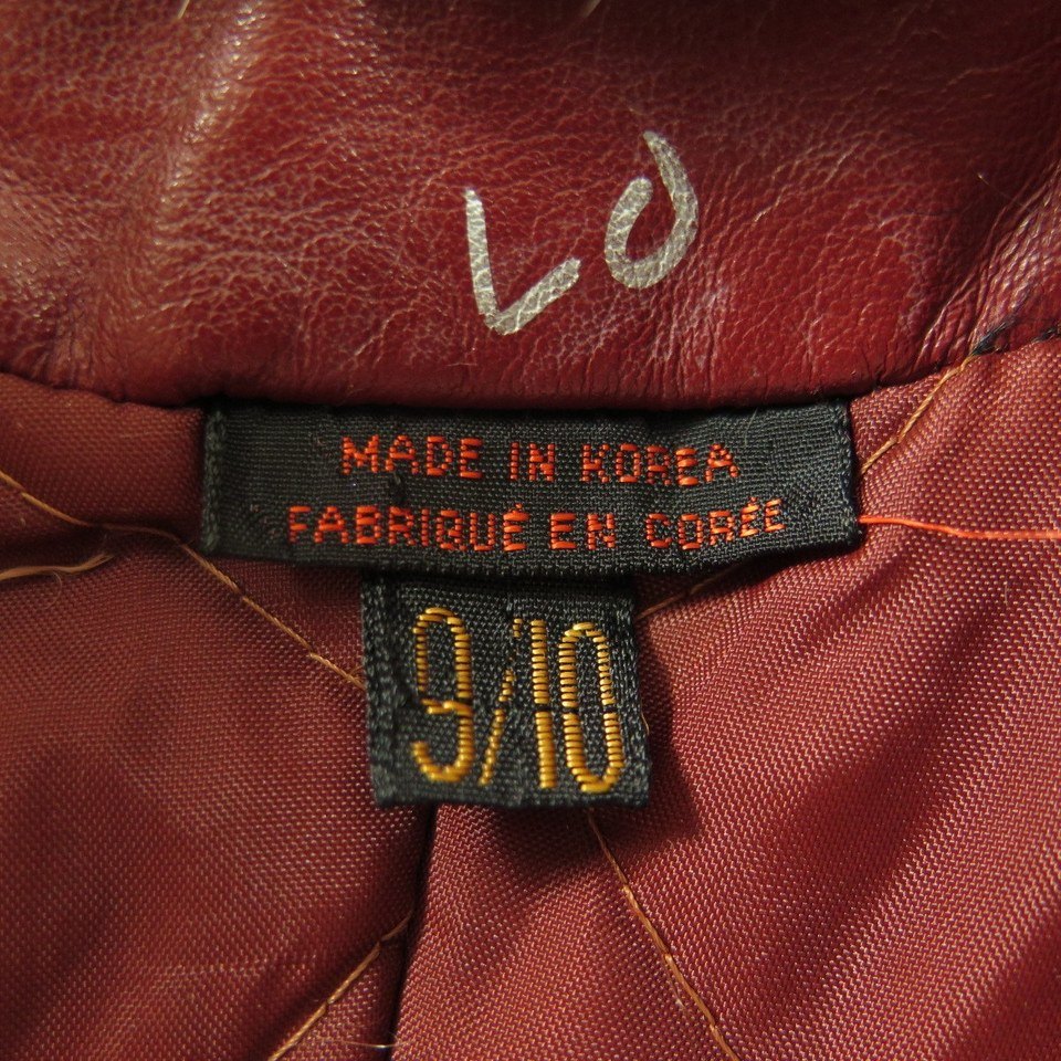 Red-leather-80s-rabbit-fur-womens-belted-jacket-H39O-10