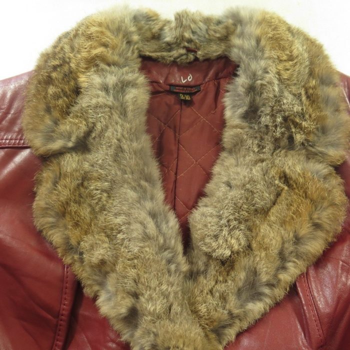 Red-leather-80s-rabbit-fur-womens-belted-jacket-H39O-11