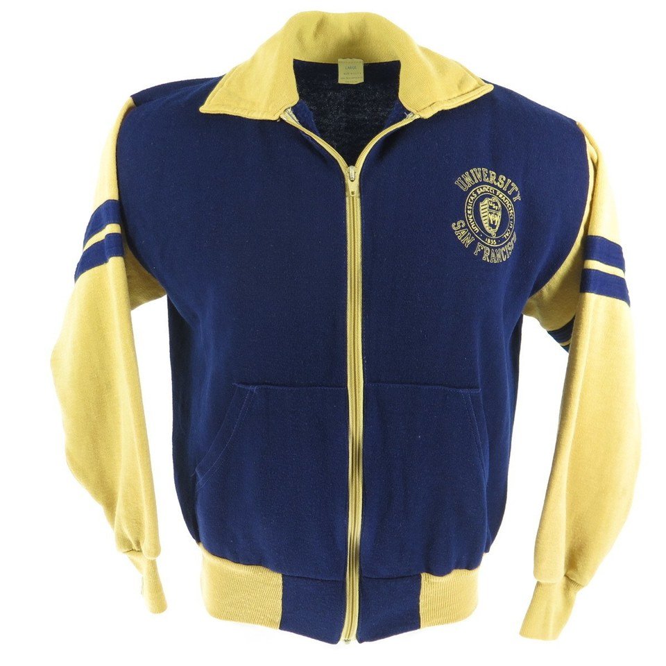 Vintage 60s Track Jacket Mens L San Francisco University Crest Two