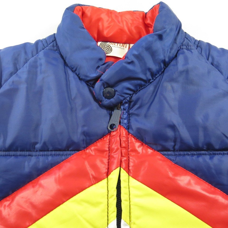 Vintage 70s Bright Stripe Ski Jacket Mens Large Blue Silton Puffy ...