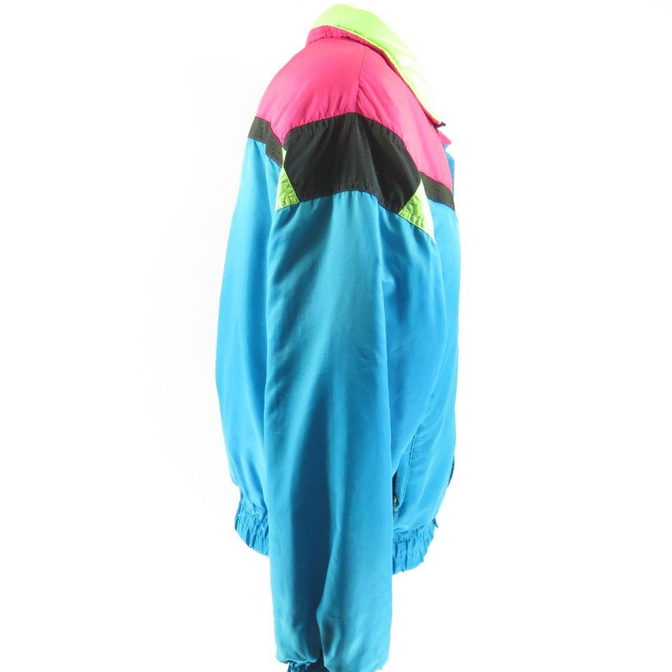 Vintage 80s Ski Jacket Mens M Retro Neon Puffy Puffer Slalom Patch ...