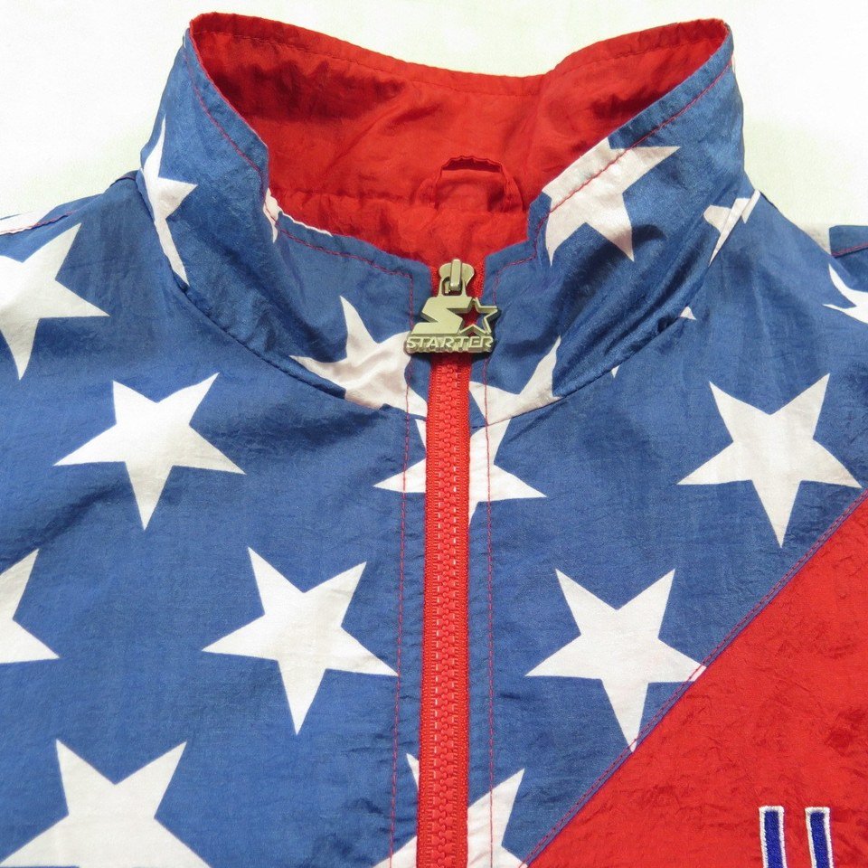 Vintage 90s Starter Team USA Olympics Jacket Mens XL Star Spangled US Flag  | The Clothing Vault