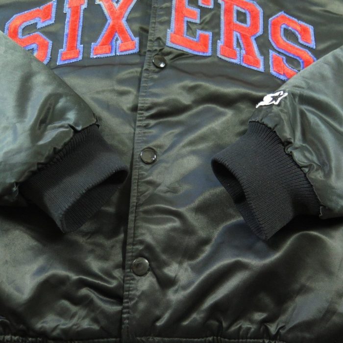 Vintage 80s Philadelphia Sixers Starter Jacket M NBA Black Satin ...