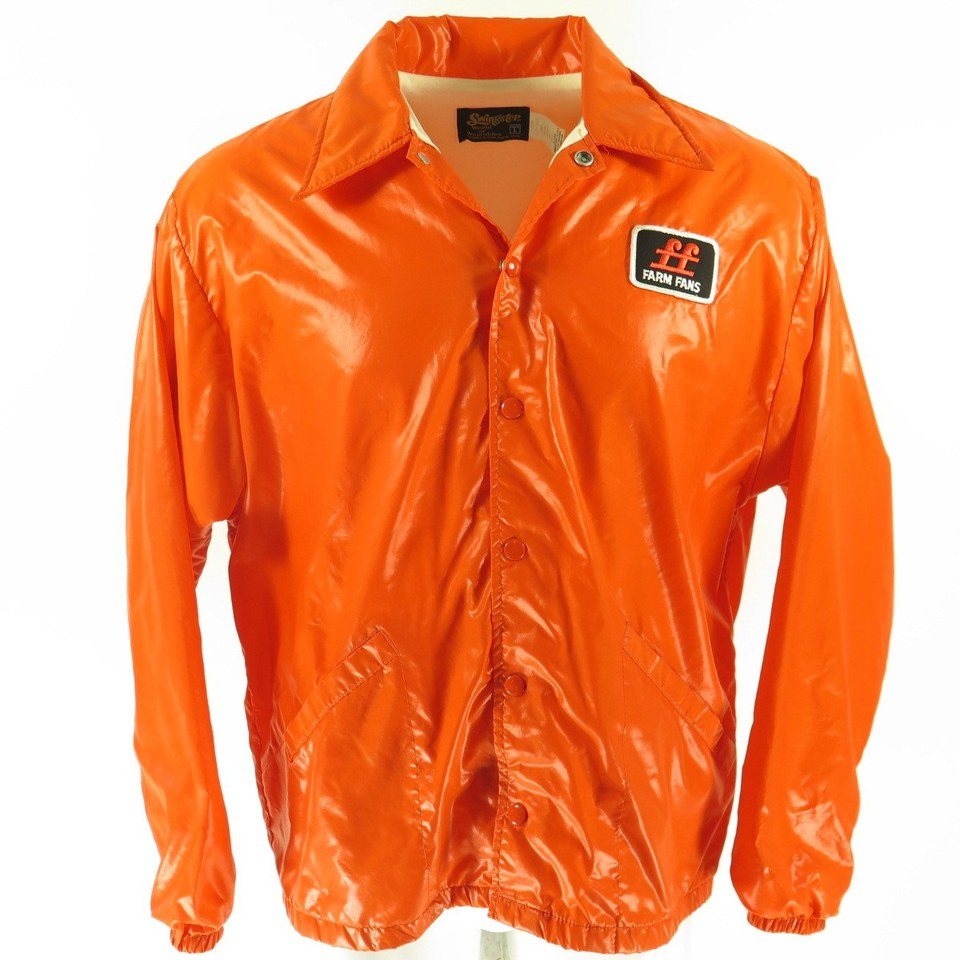 Vintage 80s Rain Nylon Jacket Mens L Swingster The Wet Look