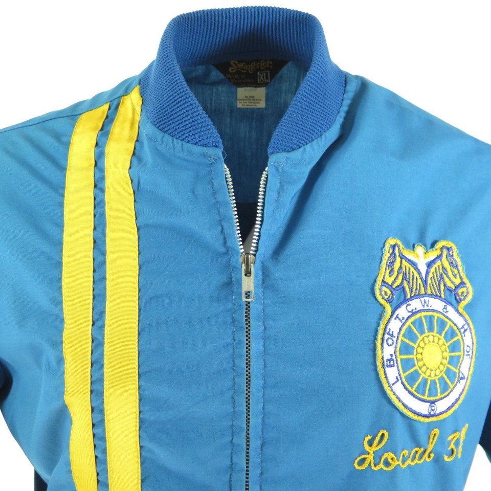 Vintage Denim Jacket Swingster Workwear Lined XXL Blue Jean Jacket - YELLOW  Logo